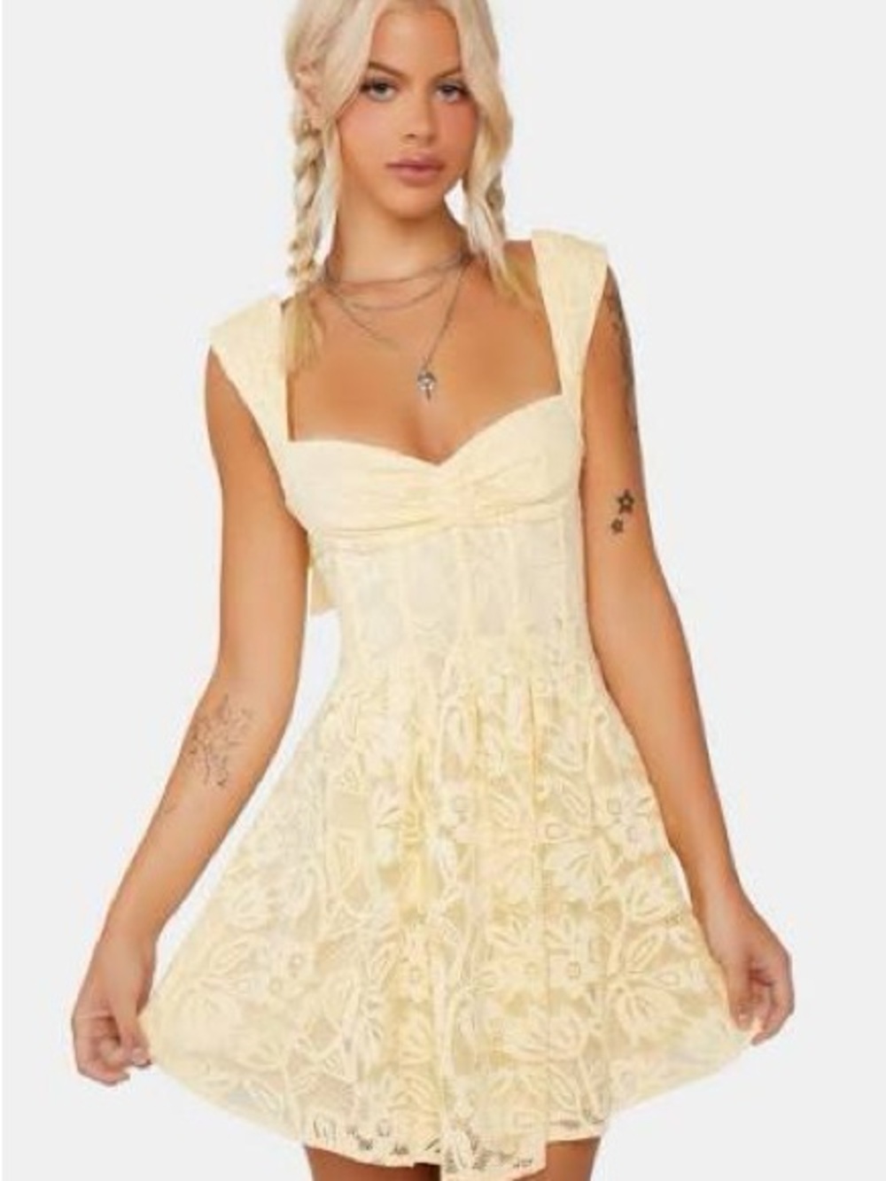 For Love and Lemons Yellow Lace Dress